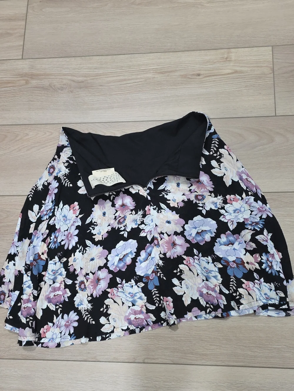 Free People Floral Pleated Pastel Assymetrical High Low Mini Skirt